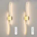 Modern LED Wall Sconce Set of Two with Remote Control, 40" Dimmable Wall Sconces Lighting Set of 2, Gold Wall Light with Timer, LED Wall Lamp Indoor for Bathroom Living Room Bedroom Corridor (Hard wired)