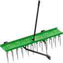 PPOLB 48" Tow-Behind Dethatcher with 24 Spring Steel Tines, Pull Behind Lawn Tractor Mower Grass Rake for Yard, Garden, and Farm Care – Removes Thatch, Leaves, and Pine Needles-Green