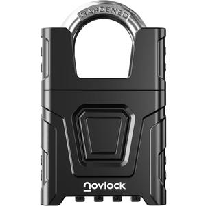 Heavy Duty Outdoor Combination Lock with 0.32" Cut-Resistant Shrouded Shackle  Weatherproof High-Security Padlock with Code for Gates, Fences, Sheds, Storage Units  1-Pack, Black
