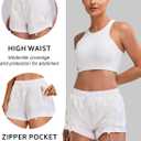 Blooming Jelly Athletic Shorts for Women High Waisted Running Shorts Zip Pocket Gym Elastic Workout Quick Dry Sporty (White, M)