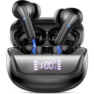 Wireless Earbuds, Bluetooth 5.4 Headphones Bass Stereo, in-Ear Earphones with 4 ENC Noise Canceling Mic, 45H Playtime LED Display Wireless Ear Buds, IP7 Waterproof Bluetooth Headphones for Android iOS