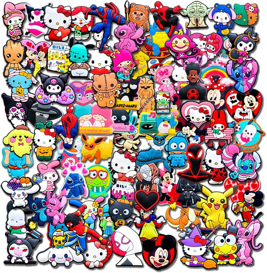 50 PCS Random Shoe Charms Pack for Croc Clog, No-Repeat Different Shoes Decoration Accessories for Kids Teen