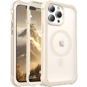 Magnetic for iPhone 13 Pro Max Case, [Compatible with MagSafe][Military Grade Drop Protection][Heavy Duty Protection][Non-Slip][Shockproof] 2-Layer Durable Bumper Phone Case 6.7''-Antique White