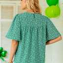 luvamia 2025 Blouses for Women Dressy Casual Floral Boho Babydoll Flowy Tops Summer Short Bell Sleeves Shirts (Green, L)