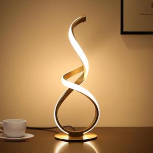 Bedside Table Lamp, LED Touch Dimmable Spiral Desk Lamp for Night Stands, 3 Color Temperature Modern Nightstand Light, Unique Side Light for Living Room, Bedroom, Gold