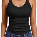 Trendy Queen Women's Tank Tops Crop Camisole Summer Fashion Sleeveless Ribbed Workout Basic Going Out Gym Spring Clothes 2026 (Black, M)