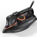 Steam Iron for Clothes with LCD Screen, 1700W Iron Non-Stick Ceramic Soleplate, Auto Shutoff, Self-Cleaning, Anti-Drip,Steam Burst, Spray Mist 10.14oz Water Tank Ironing Clothes for Home,Black