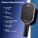 Pickleball Paddle with T700 Raw Carbon Fiber Surface & 16mm STR-Core Power Polymer Core, Premium Pickle Ball Racket Designed for Ultimate Spin & Consistency, USAPA Approved