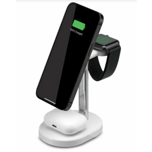 iLive 3-in-1 Wireless Charging Stand - White