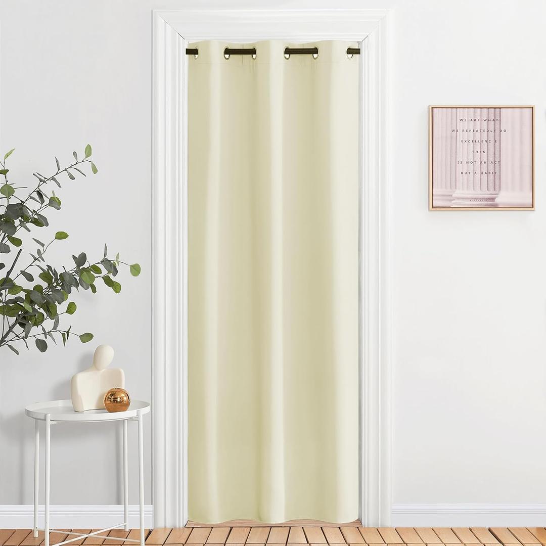 NICETOWN Room Separating Divider, Room Divider Curtain Screen Partition, Function Thermal Blackout Patio Door Curtain Panel, Sliding Door Insulated Curtain for Patio, Beige, 8.3ft Wide x 10ft Long