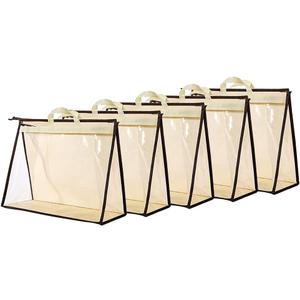 fazhongfa 5 PCS Hanging Handbag Storage Organizer Non-Woven Transparent Dust-proof Homewares Purse Wallet Closet Storage Bag with Zipper and Handle (XL)