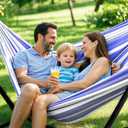 ANAGOO 2 Person Hammock with Stand, 500 lb Indoor Outdoor, Blue White | Adjustable Height | Heavy Duty Steel Stand | Anti-Tip Spreader Bars | Tool-Free 10-Min Setup