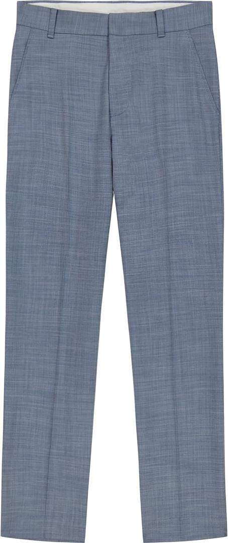 Tommy Hilfiger Boys' Flat-Front Dress Pant, Straight Leg Fit, Zip Fly & Belt Loops, Side & Back Pockets, Blue Sharkskin, 12