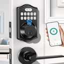 keyless Entry Door Lock deadbolt with Handle Set- Front Door Fingerprint Smart Locks with 2 Lever Handles-Keypad Code Deadbolt -App Control,Auto Lock,Easy to Install