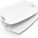 LAUCHUH Serving Platter for Party, 16 inches Large Serving Tray with Handles Porcelain Serving Platters for Meat Serving Dish for Entertaining White Serving Plates for BBQ, Plates Set of 2