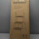 HBtower 3 Step Ladder, Step Stool with Wide Anti-Slip Pedal, Step Ladder Folding Step Stool for Adults, Lightweight Steel Portable ladders for Home Kitchen