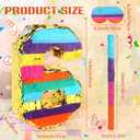 Rainbow Number 6 Pinata with a Blindfold and Bat for Boys Girls 6th Birthday Party, Kids Anniversary Celebration, Fiesta Supplies (16.1 x 10.6 x 3.2 Inches)
