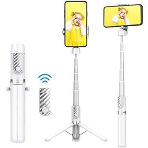 Selfie Stick Tripod with Remote, Phone Tripod with Extendable Phone Holder, Portable Selfie StickTripod for iPhone Android TikTok YouTube Vlog