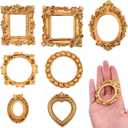 2 x Vintage Mini Picture Frame 7 PCS Set Mini Gold Frames Baroque Antique Resin Tabletop Jewelry Display Small Photo Frames Miniature Tiny Frame Wall Hanging for DIY Christmas Home Decor Gift