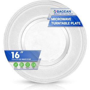 Microwave Plate Replacement 16 inch Fits WB49X10189 GE FMicrowave Glass Plate - Exactly Replaces Rotating Microwave Turntable Plate - Durable Oven Microwave Tray Dish For Better Reheating and Cooking