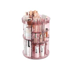 Jiavarry 360 Rotating Makeup Organizer with Lipstick Slots, 8 Adjustable Layers Spinning Skincare Organizers, Large Capacity Desk Storage, Carousel Cosmetic Shelf for Vanity Bathroom Countertop