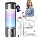 6.0 Upgrade Hydrogen Water Bottle & Hydrogen Absorption SGS Certification - 5000PPB Hydrogen Water Bottle NO.1-24-Hour Hydrogen Lock 2026 SPE PEM Technique, Double Hydrogen Content - Silver