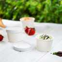 GUSTO 8 oz. White Paper Food Containers with Vented Lids [25 Count] To Go Hot Soup Bowls, Disposable Ice Cream Cups, Ideal for Hot and Cold Foods - (Formerly Comfy Package)