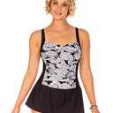 B2prity Tankini Swimsuits for Women Tummy Control Two Piece Modest Bathing Suits Floral Skirt Top with Boyshorts, XL