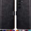SUANPOT for Samsung Galaxy S23 5G Wallet case with RFID Blocking Credit Card Holder,Flip Book PU Leather Protective Cover Women Men for Samsung S23 Phone case Black