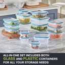 Snapware Glass & Plastic Mix Total Solution (16-Pack) Food Storage Containers Set, Meal Prep Containers with Plastic BPA-Free Lids & 4 Locking Tabs, Microwave, Dishwasher, and Freezer Safe