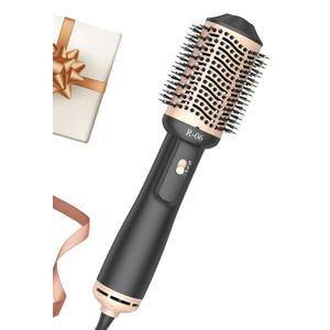 Hair Dryer Brush Blow Dryer Brush in One, 4 in 1 Hair Dryer and Styler Volumizer with Oval Barrel, Professional Salon Hot Air Brush for All Hair Types, Gold