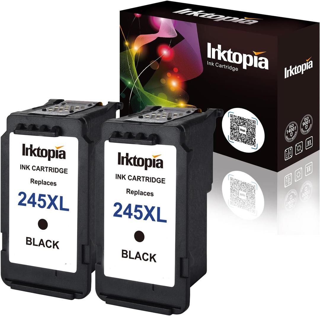 Inktopia Compatible Ink Cartridge Replacement for Canon 245XL PG-245XL PG245XL PG-243 for Pixma MX492 MG2522 MG2922 MG2920 MG2520 MG2420 MX490 MG2525 Printer (2 Black)