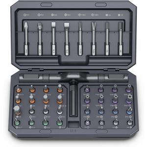 Bomivoi 42 in 1 Magnetic Screwdriver Set, DIY Ratchet Screwdriver Set, Multi Bit Magnetic Drive Set with Detachable Ratchet Handle, Portable Compact Repair Tool Kit for Furniture Computer Bicycle Gray