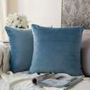 MIULEE Velvet Throw Pillow Covers 18x18 Inch, Pack of 2 - Light Blue, Soft Solid Decorative Pillow Covers Cushion Cases Modern Luxury Home Decor for Spring Couch Sofa Bedroom Livingroom