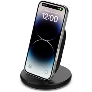 Belkin Quick Charge Wireless Charging Stand - 15W Qi-Certified Charger Stand for iPhone, Galaxy, Pixel & More, Charge While Listening to Music, Video Streaming, & Video Calling - Black (No PSU)