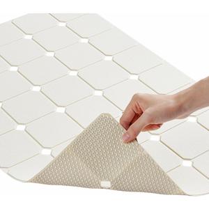 Bathtub Mat Non Slip Silicone Soft Odorless Bath Mat No Suction Cups for Refinished,Reglazed and Textured Surface Tub Shower Mats Non-Slip 18 X 28 Inch Beige