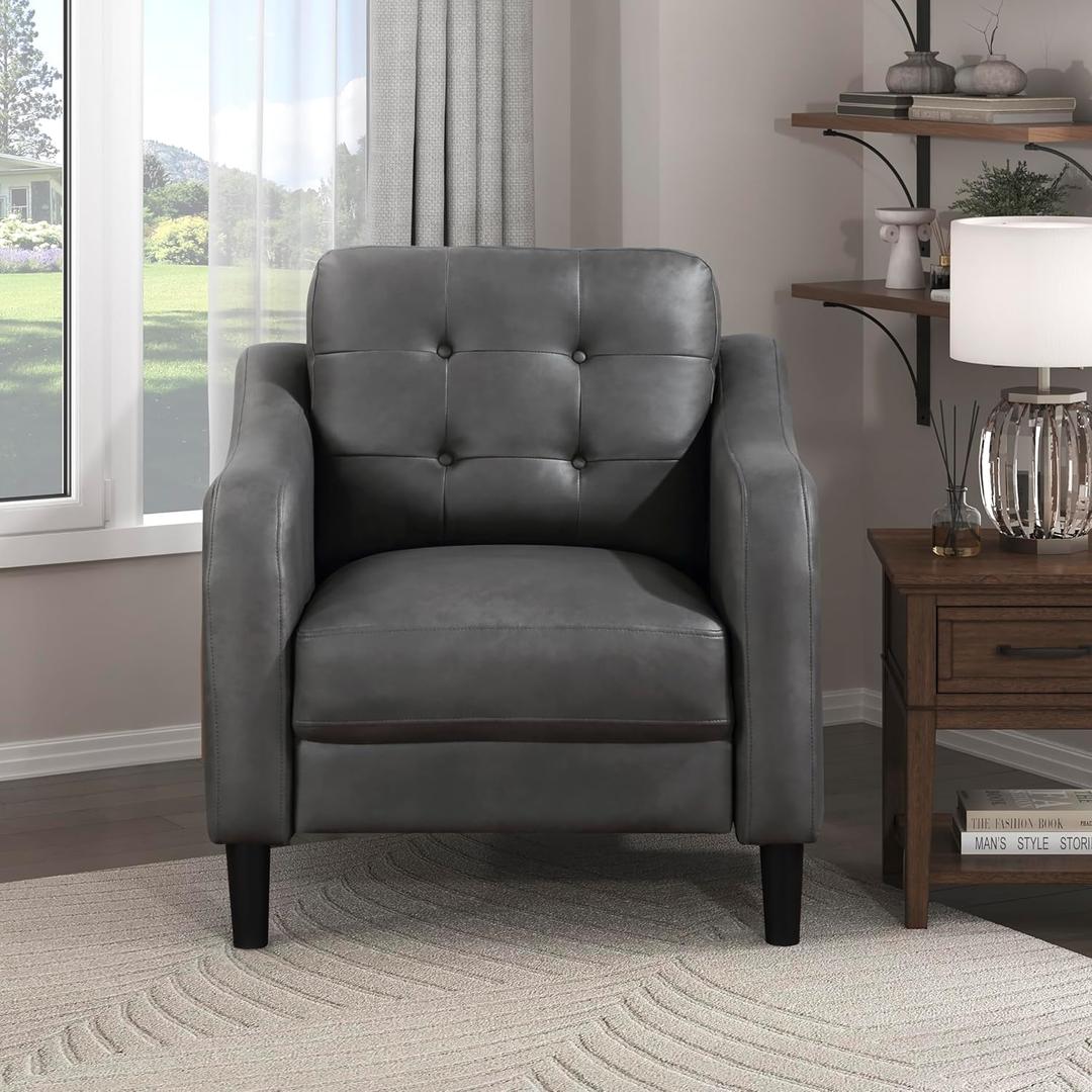 Lexicon Barolo Polished Microfiber Living Room Chair, Gray (Grey)