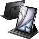 JETech Rotating Case for iPad Air 13-Inch M4/M3/M2 (2026/2025/2024) with Pencil Holder, 360 Degree Rotation Protective Stand Cover Clear Back, Auto Wake/Sleep (Black)