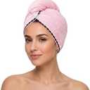 Luxury Microfiber Hair Towel Wrap for Women Quick Dry, Anti-Frizz, Lightweight, Soft Hair Turban for Wet Hair (Pink)