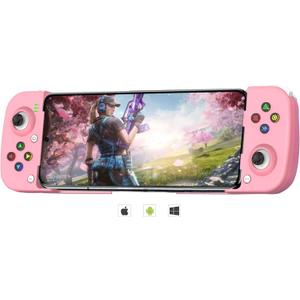 Megadream Mobile Game Controller Gamepad for iPhone iOS Android PC: Works with iPhone 17/16/15/14/13/12/11/X, iPad, Samsung Galaxy, TCL, Tablet, Call of Duty, Roblox - Directly Play (Pink)