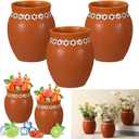 3 Pcs 16oz Cantaritos De Barro Mexicanos Terracotta Vases Sets Mexican Ceramic Vases with Flower Print Clay Margarita Glasses for Mexican Wedding Table Decorations Fiesta Centerpieces