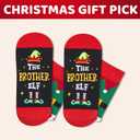 HAPPYPOP Christmas Gifts for Men - Secret Santa Socks Xmas Stocking Stuffers for Him Red (The Brother Elf - Red)