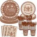 MEHOFOND 169 pcs Cielito Lindo Baby Shower Party Decorations, Fiesta Cielito Lindo Baby Shower Plates and Napkins, Mexican Theme Disposable Dinnerware, Paper Plates Cups Party Supplies, Serve 24