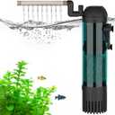 AQQA Aquarium Filter, 211GPH Submersible Fish Tank Filter with Aeration & Rainfall, Multi-Layer Filtration Silent Adjustable Airflow Filter, Oxygenation Circulation Water Pumping for 40-90 Gal Tanks