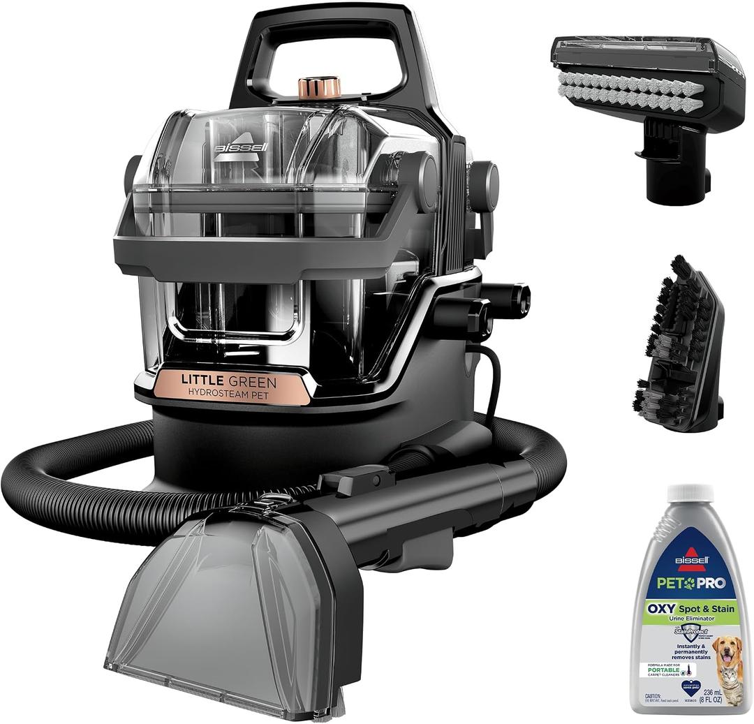 BISSELL Little Green HydroSteam Multi-Purpose Portable Carpet and Upholstery Cleaner, Car and Auto Detailer, 3618