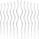 BBTO 12 Pcs Twisted Birthday Candles Spiral Metallic Cupcake Thin Long Cake Candles with Holders for Birthday Wedding Party(Silver)