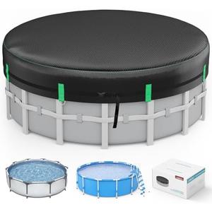  LXKCKJ 18 Ft Round Pool Cover, Solar Pool Covers for Above Ground Pools, Winter Pool Cover Protector with Drawstring Design Increase Stability, PE Tarp Ideal for Waterproof and Dustproof (Black): Patio, Lawn & Garden