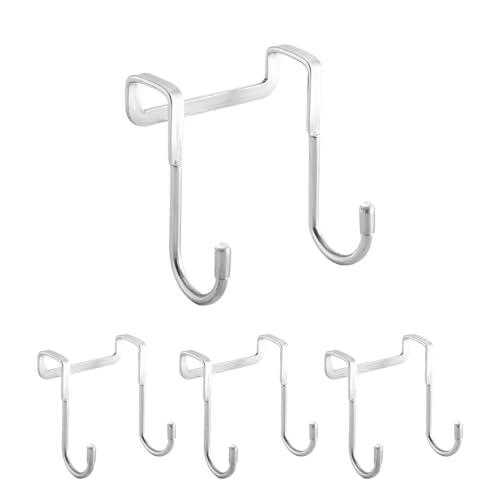 Glossiness 4 Pack Stainless Steel Hanging Cabinet Hooks, Space-Saving Storage Organizer Hooks for Kitchen Bathroom Dorm Bed Frame Wardrobe, for Towels Bags Clothes (4)
