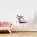 Garden 4 you End Table 2 PCS Metal Side Table Pink Round Folding Tray Cyan Sofa Small Accent Fold-able Table, Round End Table Tray, Next to Sofa Table, Snack Table for Living Room and Bed Room, Pink