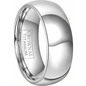 CROWNAL 4mm 6mm 8mm Titanium Wedding Couple Bands Rings Men Women Dome Polished Engraved I Love You Comfort Fit Size 10